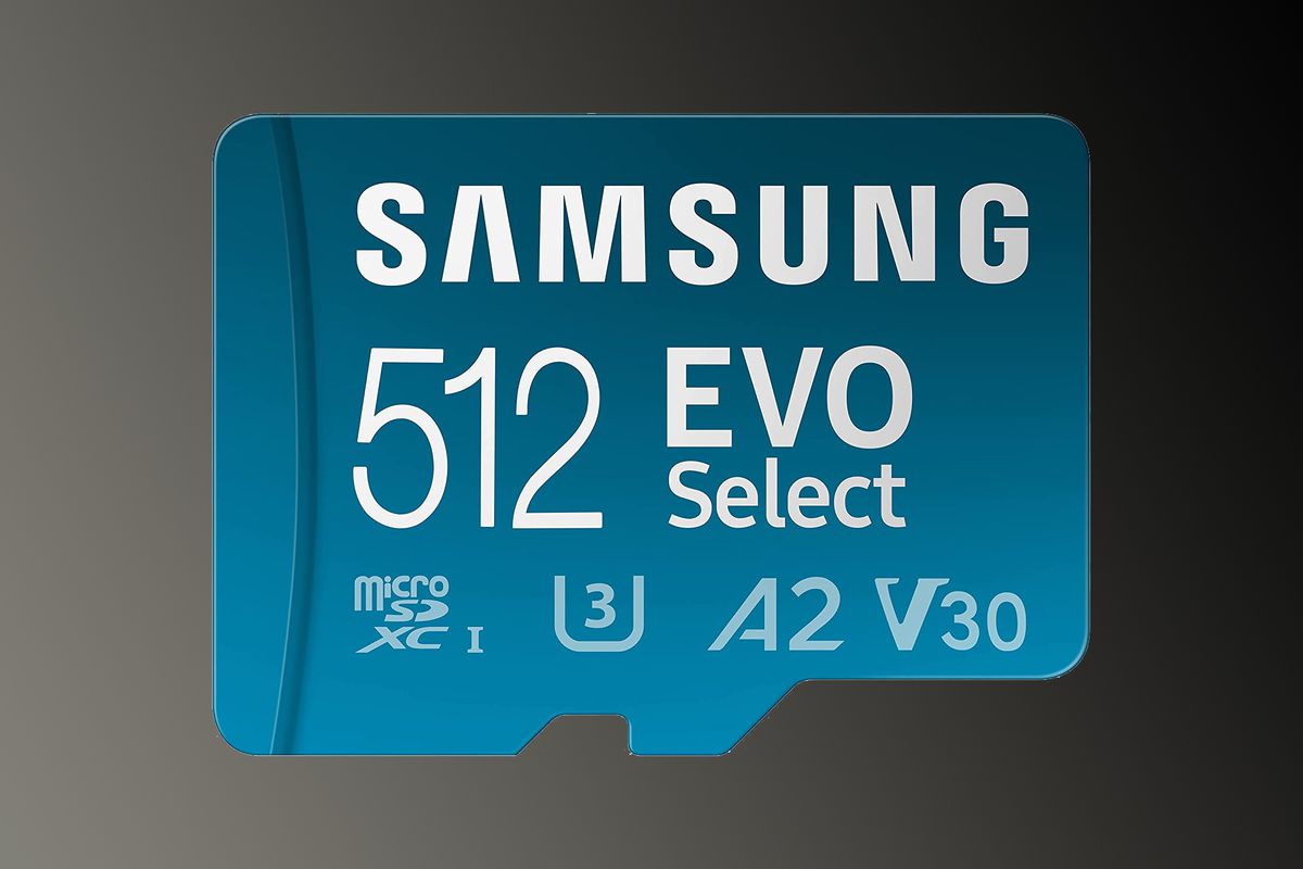 A close-up image of a Samsung microSD card.