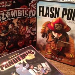 Cooperative games like Pandemic, from Z-Man Games, Flash Point: Fire Rescue, from Indie Boards and Cards, and Zombicide, from Cool Mini or Not, offer players the chance to work together against the game.