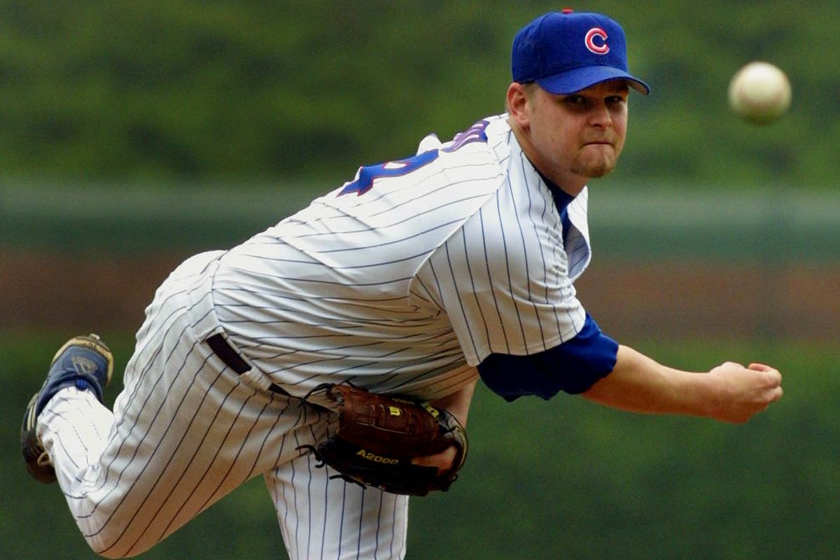 The Chicago Cubs’ Kerry Wood pitches against the S