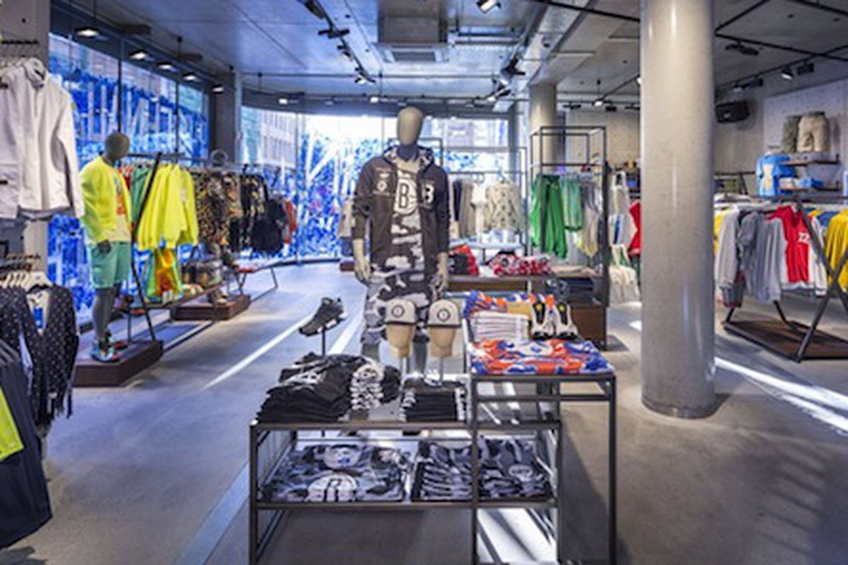 Inside the Adidas Originals in Berlin—notice the Brooklyn Nets display? Photo via <a href="http://www.wwd.com/retail-news/specialty-stores/adidas-unveils-new-concept-originals-store-7624022">WWD</a>