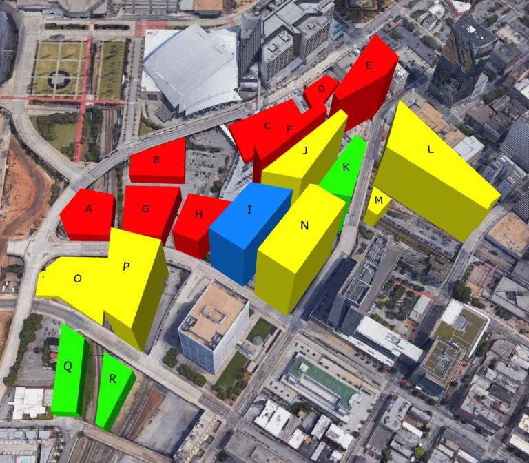 An aerial rendering of Gulch development in Atlanta.