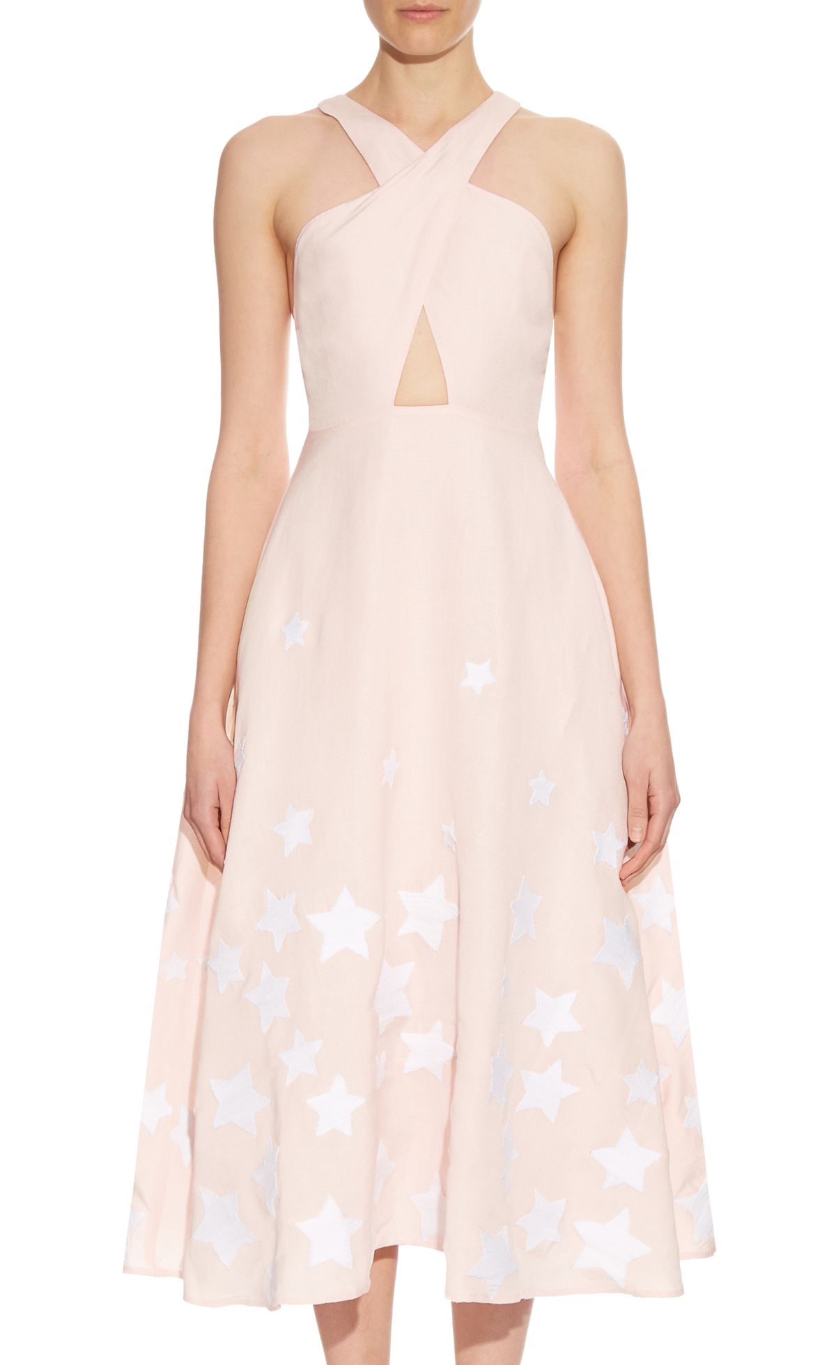Mara Hoffman Star-Embroidered Cross-Front Midi Dress, $307