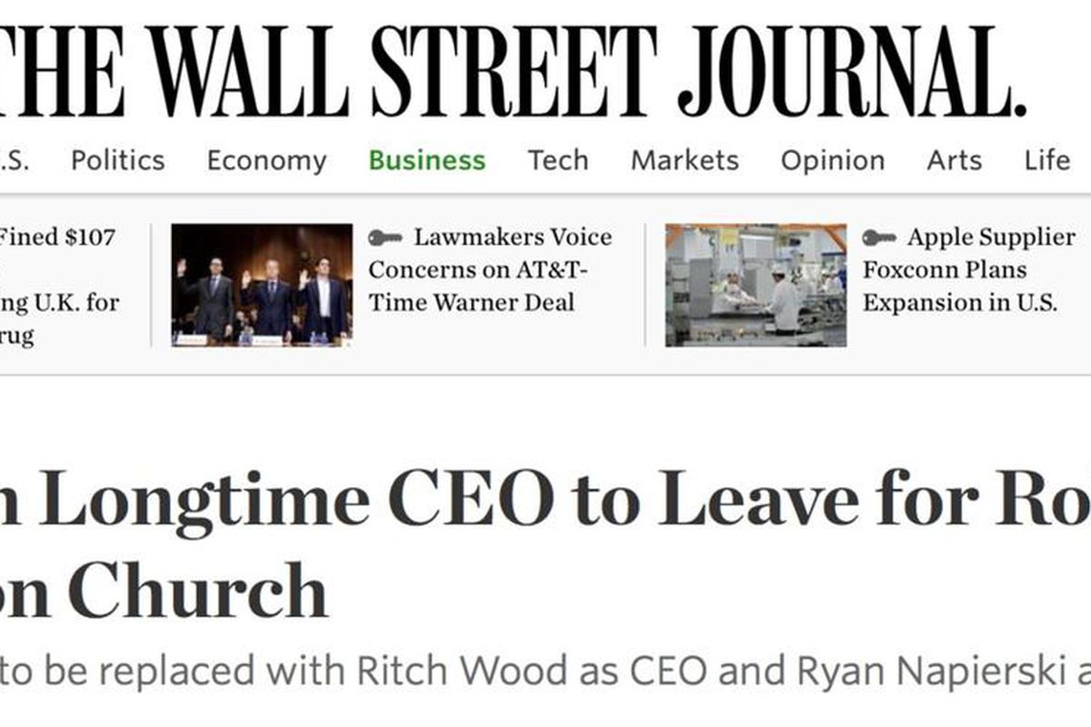 The Wall Street Journal reported Wednesday morning that Truman Hunt, Nu Skin CEO, will leave the company to serve in the LDS Church.