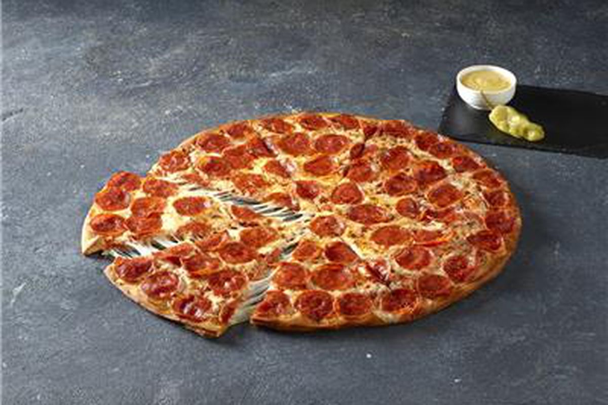 A look at the Papa Johns’ new Shaq-a-Roni pizza.