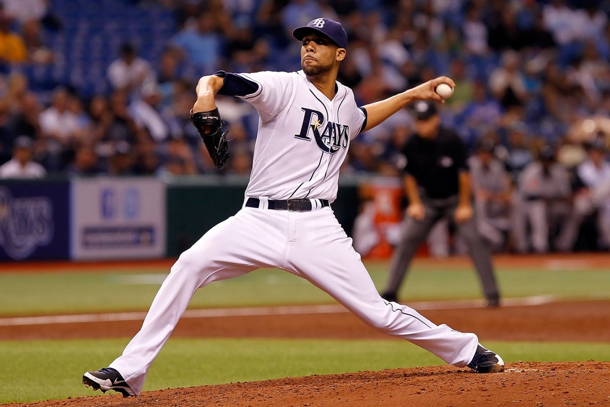ST PETERSBURG, FL - SEPTEMBER 23:  Pitcher David Price #14 of the Tampa Bay Rays pitches against the Toronto Blue Jays during the game at Tropicana Field on September 23, 2011 in St. Petersburg, Florida.  (Photo by J. Meric/Getty Images)