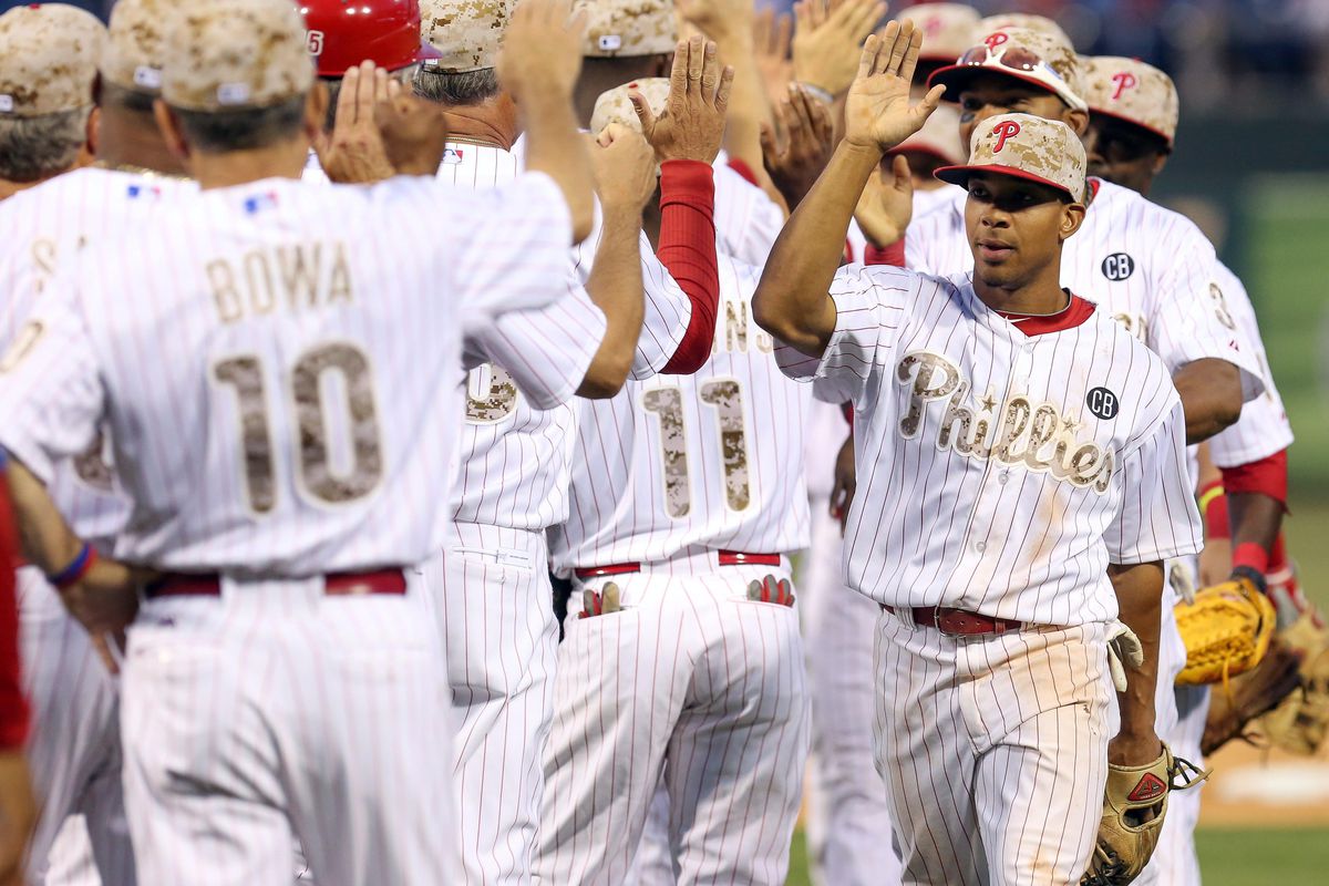 The Phillies celebrated a win on Monday, but can't string them together.