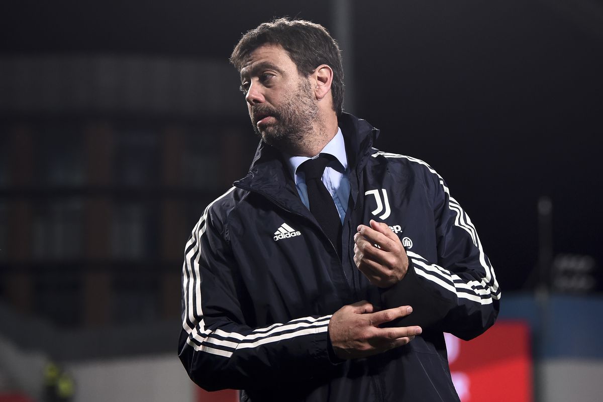 Andrea Agnelli, president of Juventus FC, looks on during...