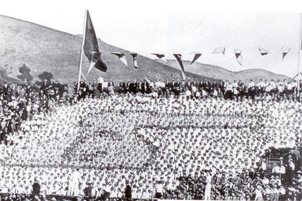 The Axe Card Stunt at the 1910 Big Game.  GO BEARS!