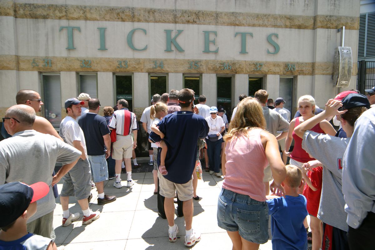 The queue for tickets at Cleveland Indians baseball.