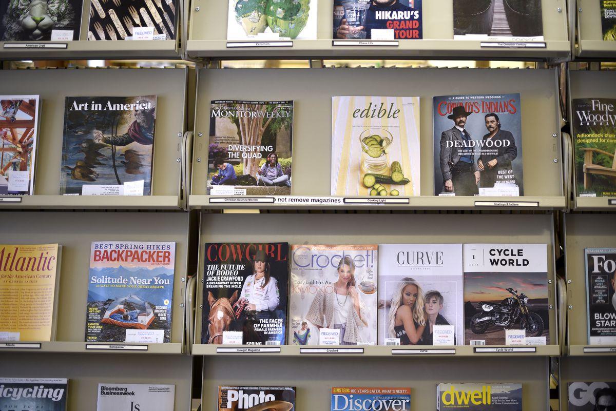 Magazines available for reading at public library