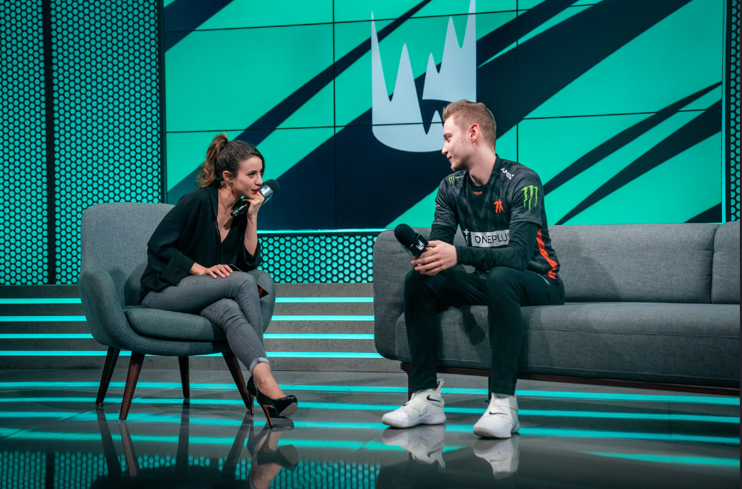 Fnatic Rekkles is interviewed on the LEC stage