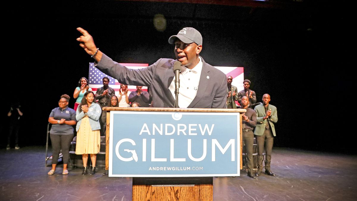 Democratic candidate for governor Andrew Gillum appears at Florida Atlantic University to encourage early voting, in Boca Raton, Fla., on October 25, 2018.