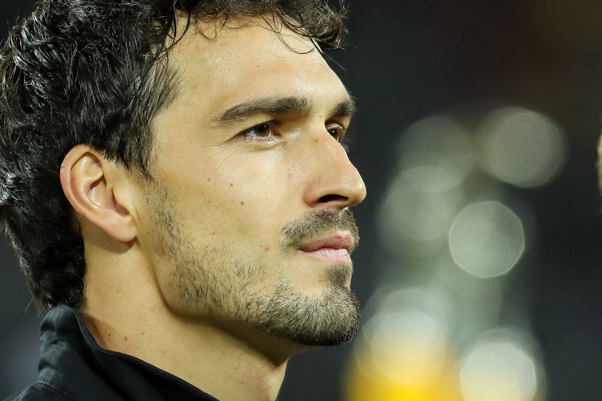 COLOGNE, GERMANY - NOVEMBER 14: Mats Hummels of Germany looks on prior the International friendly match between Germany and France at RheinEnergieStadion on November 14, 2017 in Cologne, Germany. (Photo by TF-Images/TF-Images via Getty Images)
