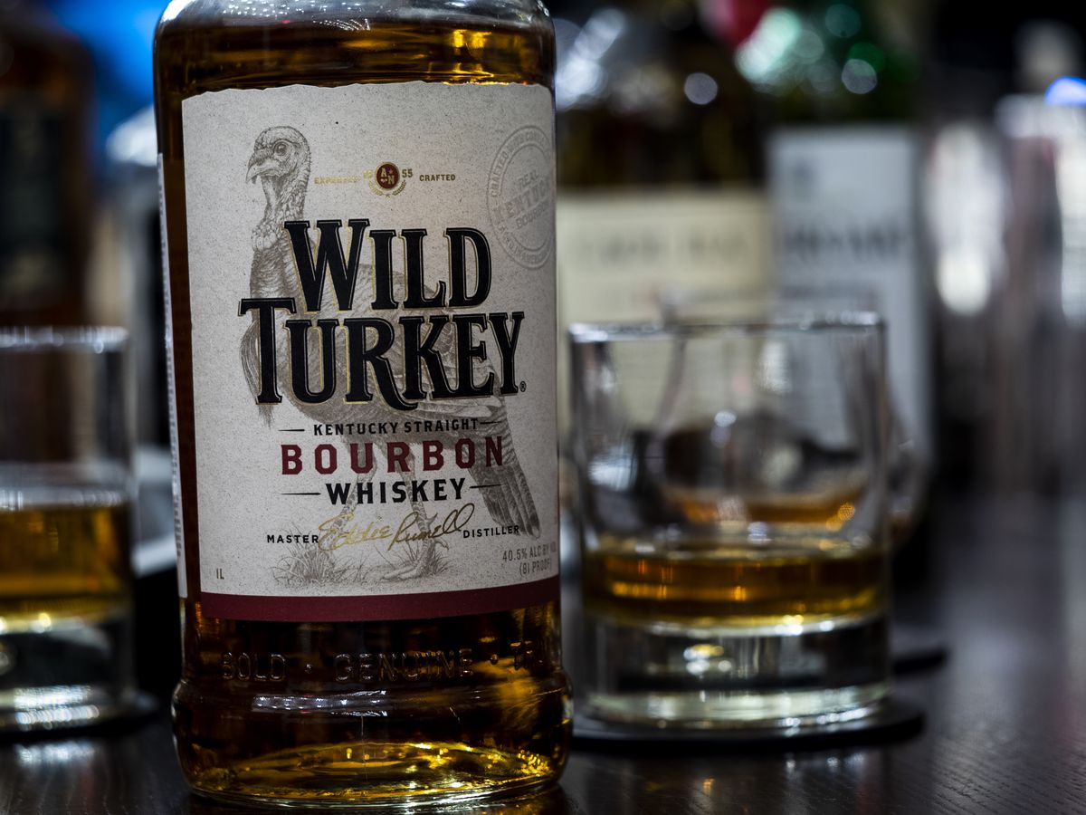Wild Turkey Bourbon whisky seen at the Rooster Grill Bar...