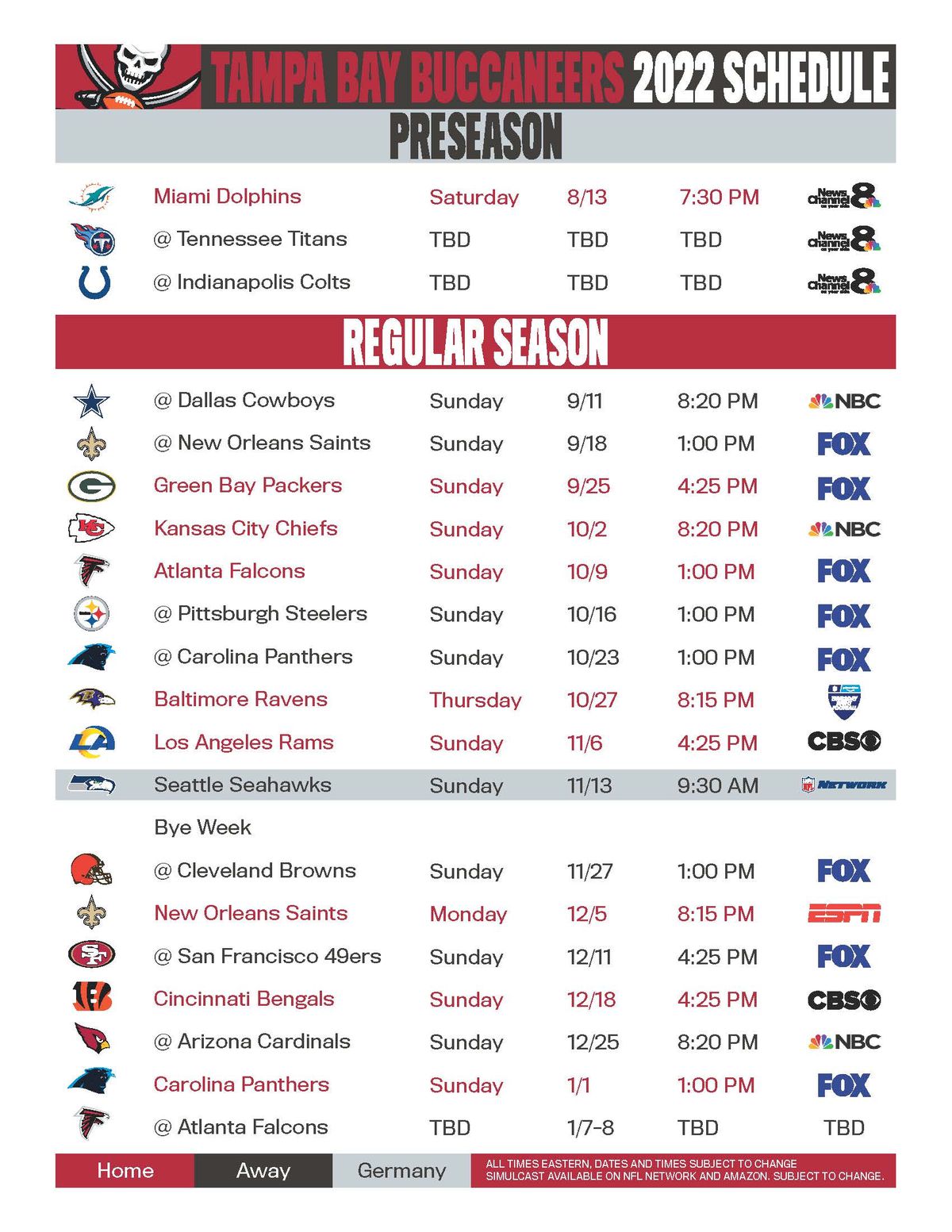 schedule for the nfl games today
