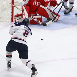 The RPI Engineers take on the UConn Huskies in a men’s college hockey game at the XL Center in Hartford, CT on January 16, 2019.
