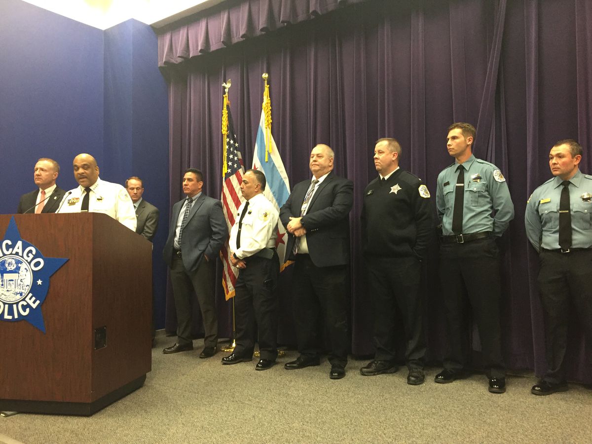 Chicago Police Supt. Eddie Johnson announces murder charges against the father of a 2-year-old boy who was nearly beheaded in Little Village Wednesday. | Sam Charles/Sun-Times