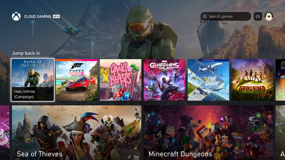 Ein Screenshot der Xbox-App für Fernseher.