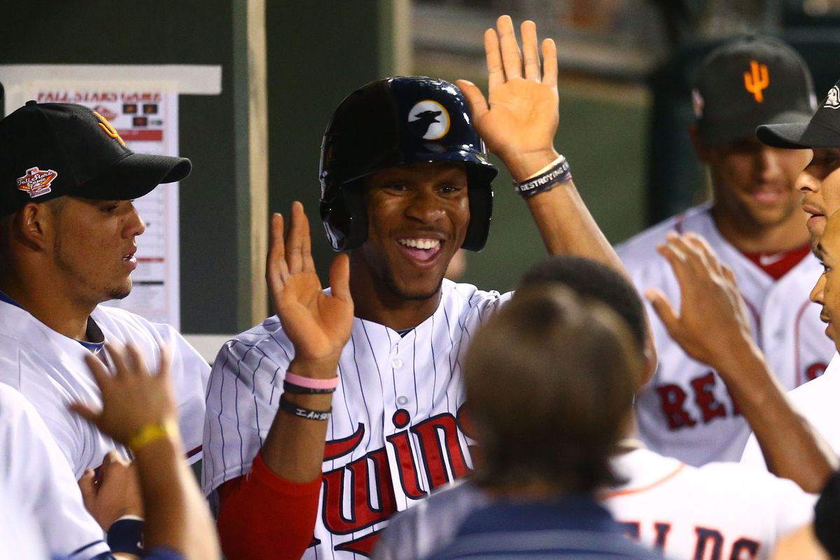 Everyone lines up to high-five Byron Buxton because he is The Best.