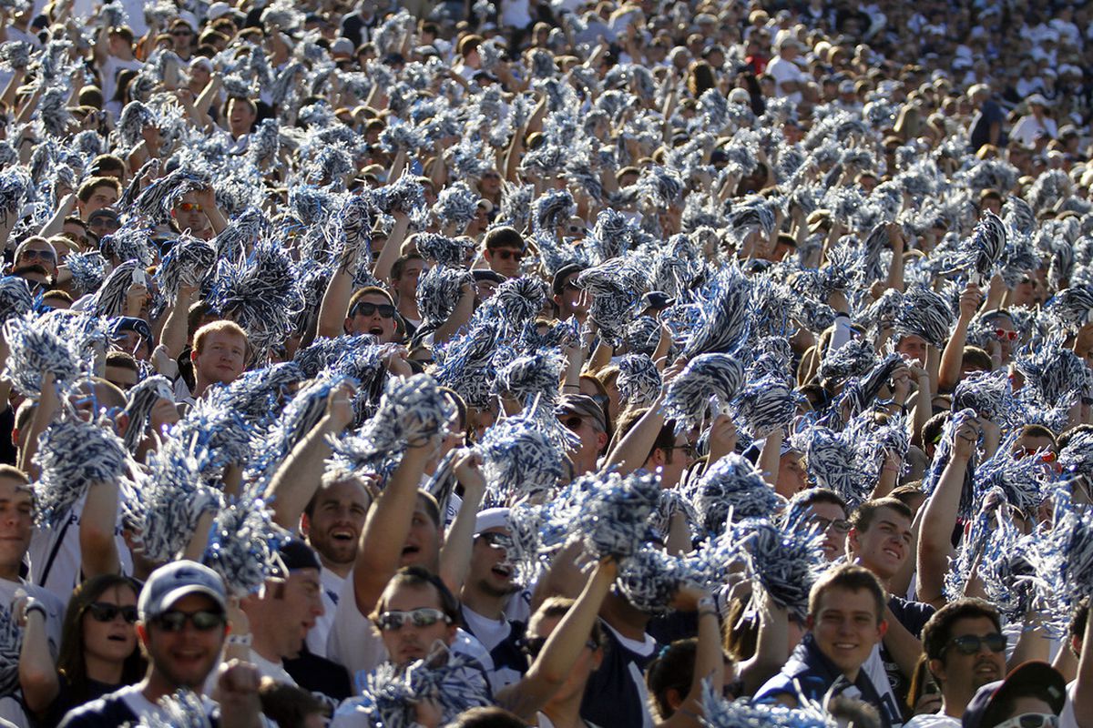 STATE COLLEGE, PA - OCTOBER 8:  Penn State students cheer on the Penn State Nittany Lions during the game against the Iowa Hawkeyes on October 8, 2011 at Beaver Stadium in State College, Pennsylvania.  (Photo by Justin K. Aller/Getty Images)