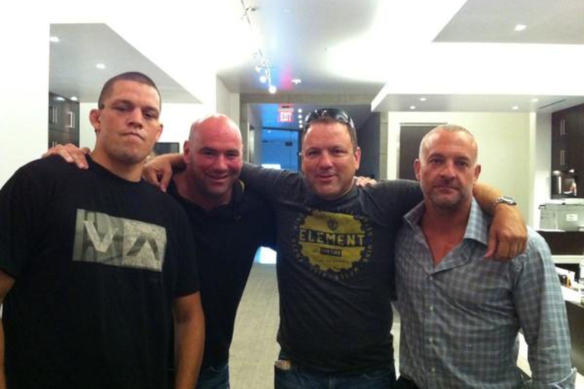 Photo of UFC lightweight Nate Diaz, UFC President Dana White, Cesar Gracie and Lorenzo Fertitta via Dana White twitter