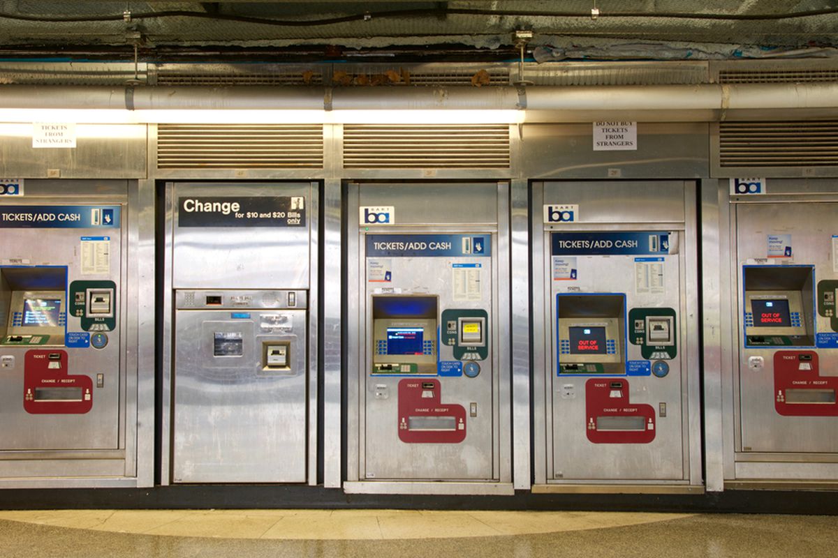 Ticket machines in a BART station.