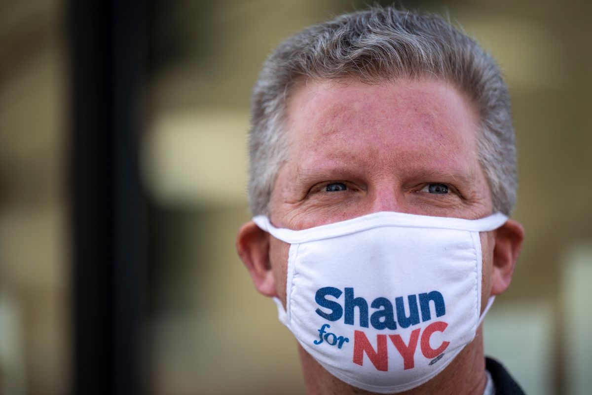 Mayoral candidate Shaun Donovan tours the Nehemiah Housing Development in East New York, March 12, 2021