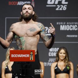Mike Chiesa poses at UFC 226 weigh-ins.