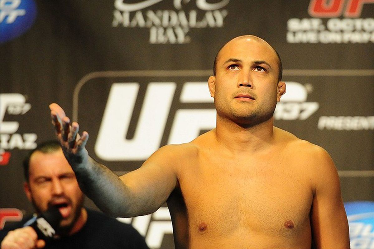 Oct. 28, 2011; Las Vegas, NV, USA; UFC welterweight fighter B.J. Penn during weigh ins for UFC 137 at the Mandalay Bay event center. Mandatory Credit: Mark J. Rebilas-US PRESSWIRE