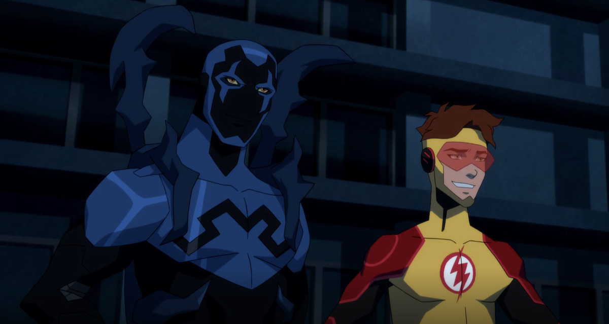 blue beetle and kid flash in young justice outsiders
