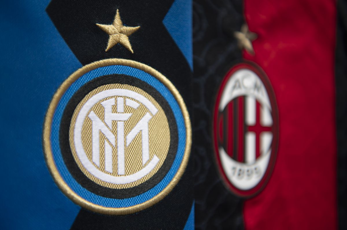 The badges of Inter Milan and AC Milan