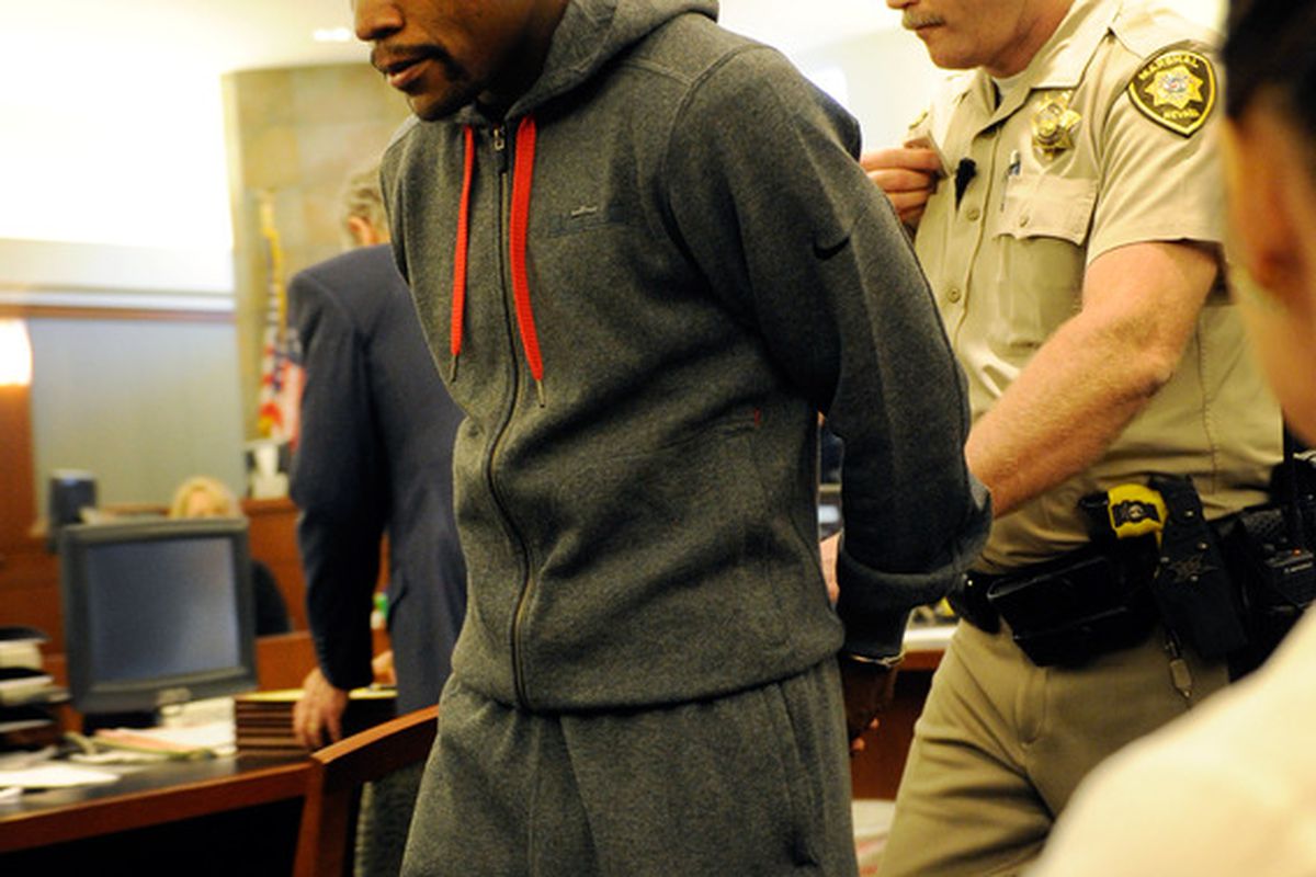 Floyd Mayweather is taken into custody to begin his jail sentence today in Las Vegas. (Photo by David Becker/Getty Images)