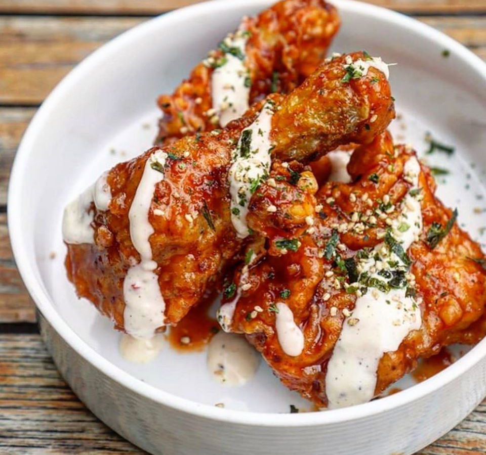 Korean fried chicken doused in sauce