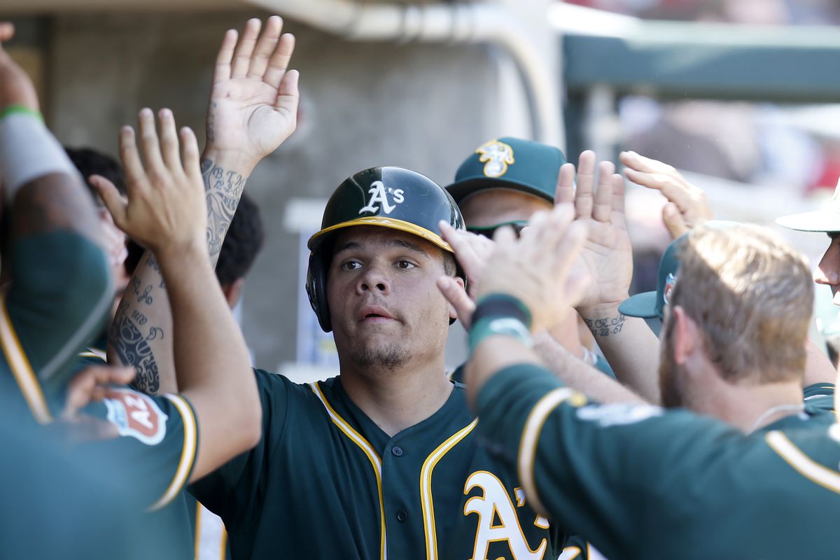 Catching prospect Bruce Maxwell singled and scored in the 3rd.