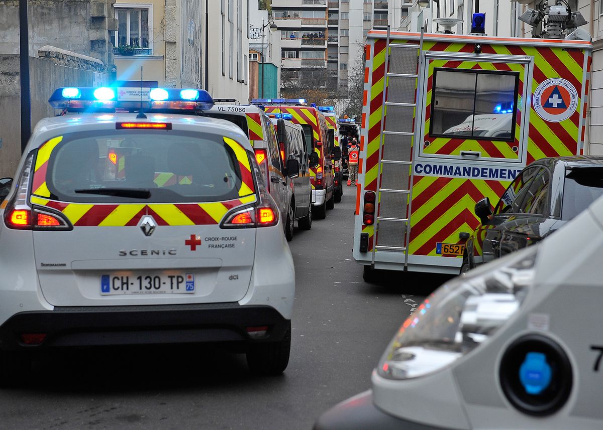 Police and ambulance at Charlie Hebdo