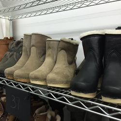 Shearling clog boots, $275