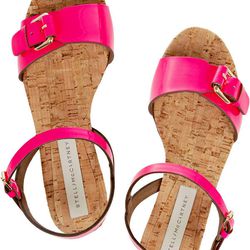 <a href= "http://www.net-a-porter.com/Shop/Search?keywords=cork&x=0&y=0">Stella McCartney faux patent leather sandals</a>, $410 via netaporter.com