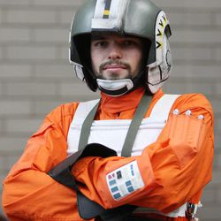 Jase Crawcroft wears a Stars Wars costume at Comic Con in Salt Lake City Thursday, Sept. 5, 2013.