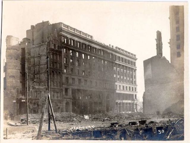 Ruins of the Emporium department store after the earthquake and fire of 1906.