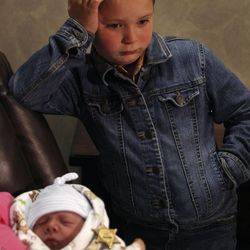 Mariah Ostler's two sons during a press conference at Brigham City Community Hospital in Brigham City Sunday, Feb. 1, 2015.