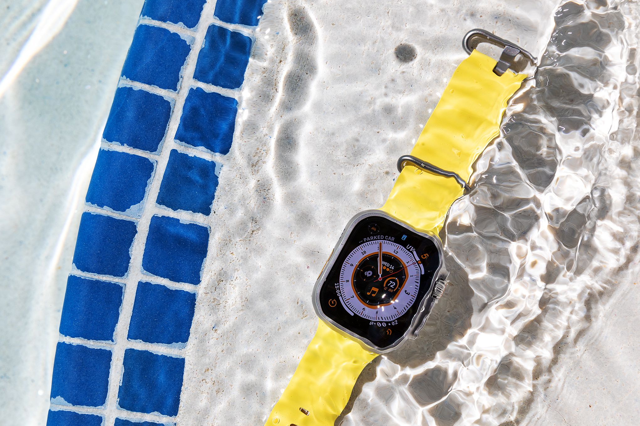The Apple Watch Ultra under water