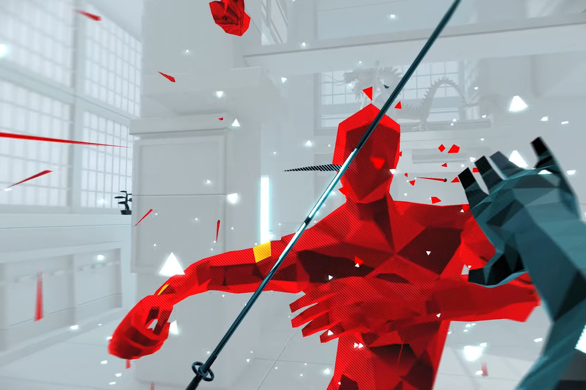 the player throws at sword at an enemy in Superhot: Mind Control Delete