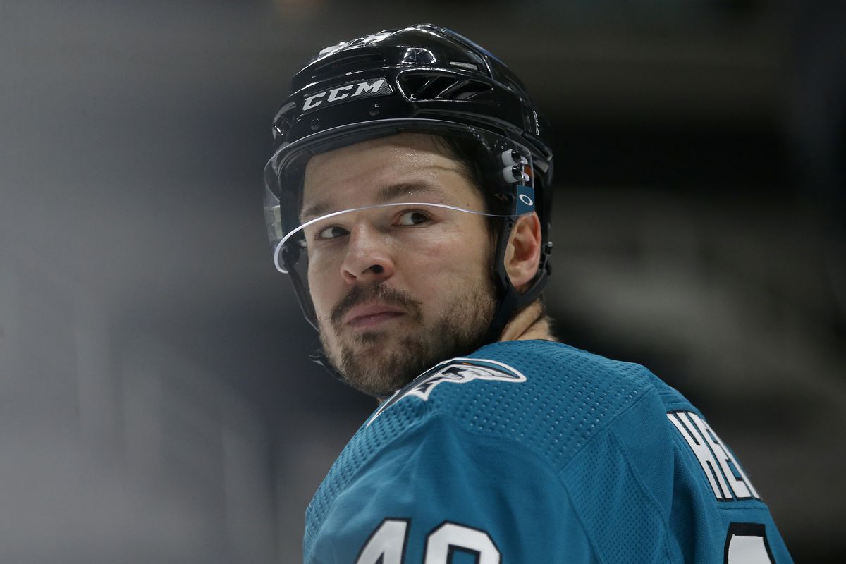 San Jose Sharks’ Tomas Hertl #48 is seen on the ice during the first period of their NHL game against the Anaheim Ducks at the Sap Center in San Jose, Calif., on Monday, Feb. 15, 2021.