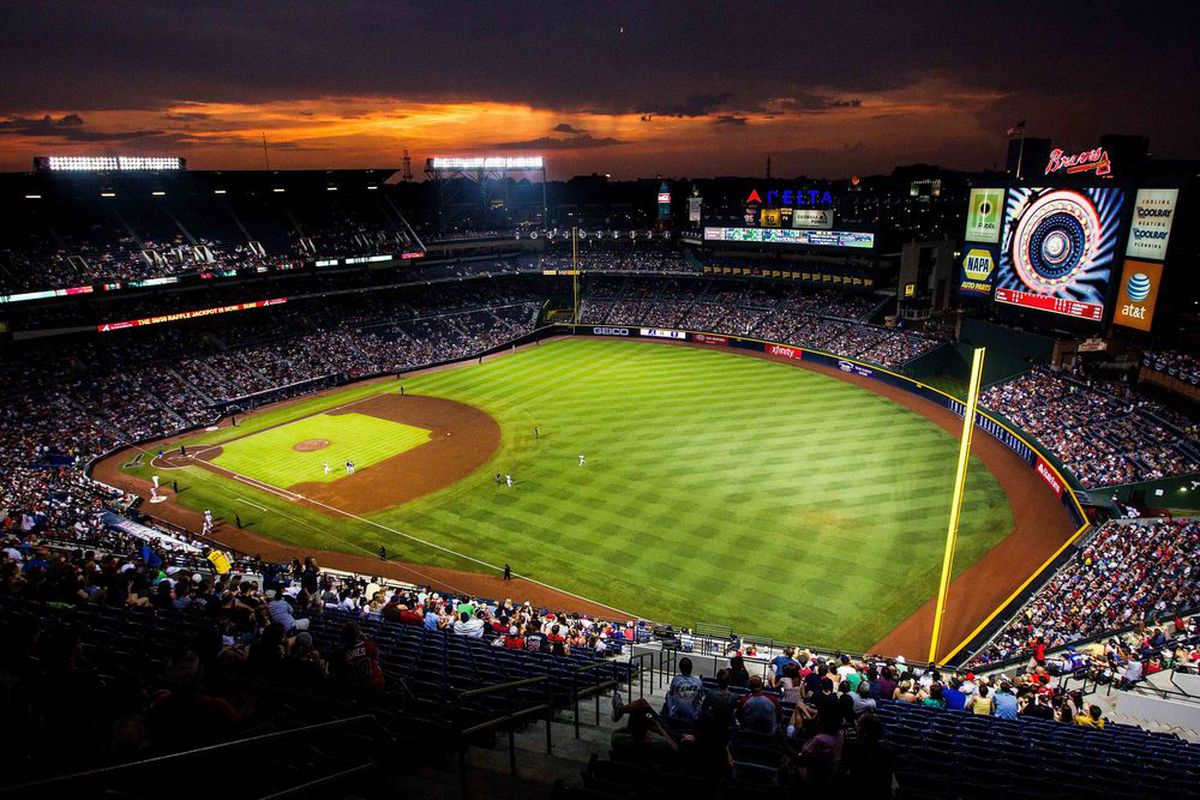 July 3, 2012; Atlanta, GA, USA; A general view of the game between the Atlanta Braves and the Chicago Cubs at Turner Field. Mandatory Credit: Daniel Shirey-US PRESSWIRE