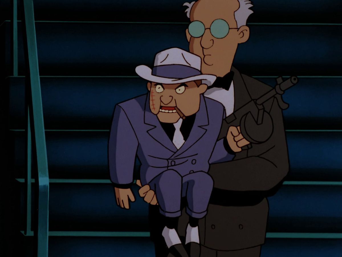 The Ventriloquist holding Scarface in “Read My Lips” from Batman: The Animated Series.