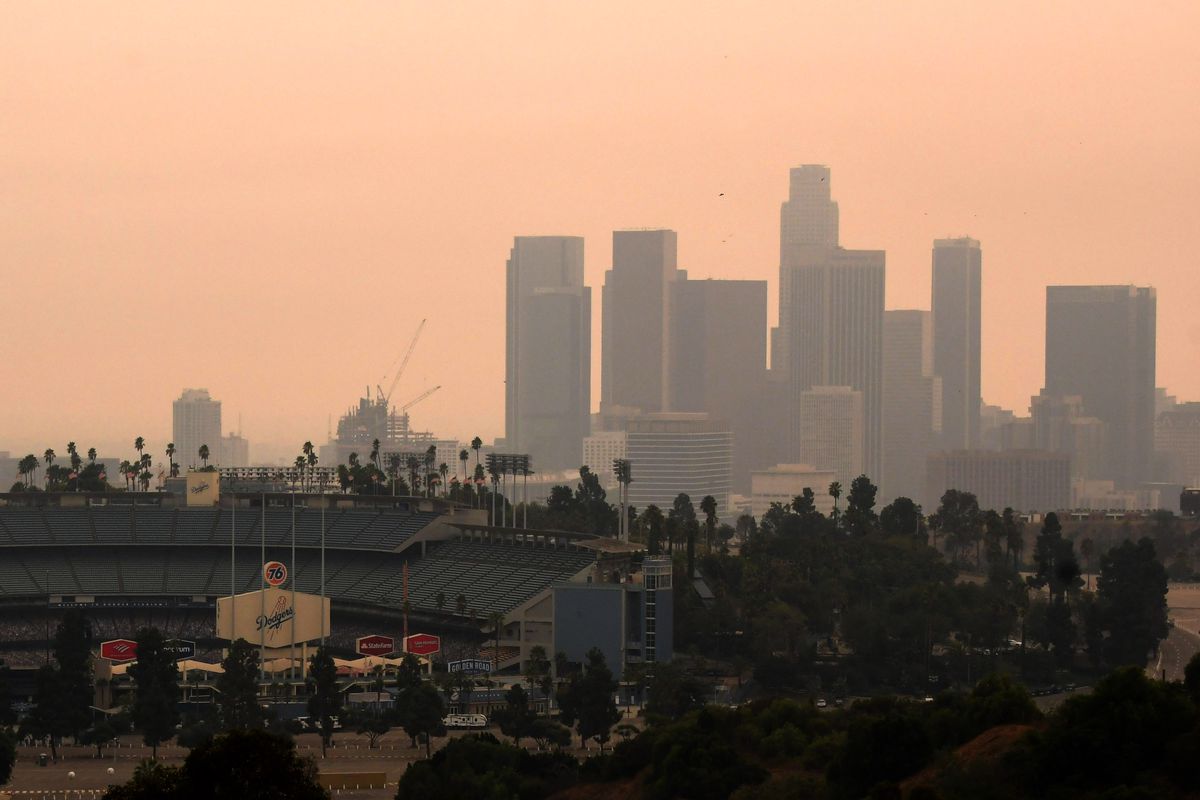 Poor Air Quality over Los Angeles due to the Bobcat and the El Dorado fires.