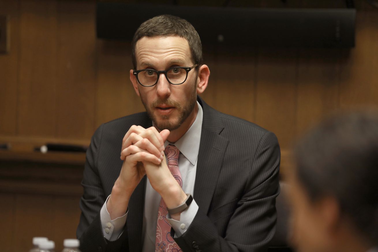 Senator Scott Wiener comes in to talk to the editorial board at the Chronicle on Friday, Jan. 10, 2020, in San Francisco, Calif.