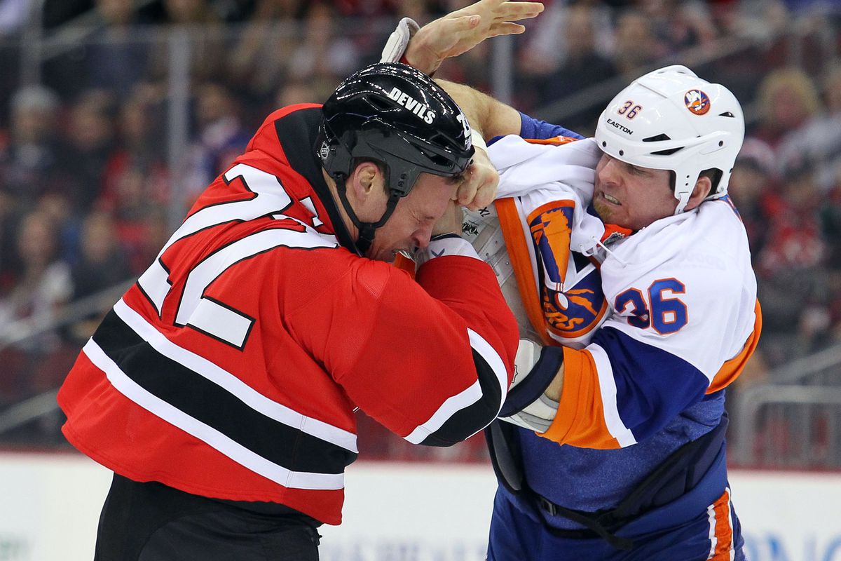 What you see is not so much an NHL hockey player as it is a metaphor for one of the oldest debates in the sport.
