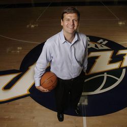 New Utah Jazz General Manager Dennis Lindsey stands in the Zion's Bank Basketball Center in Salt Lake City Wednesday, Aug. 29, 2012.