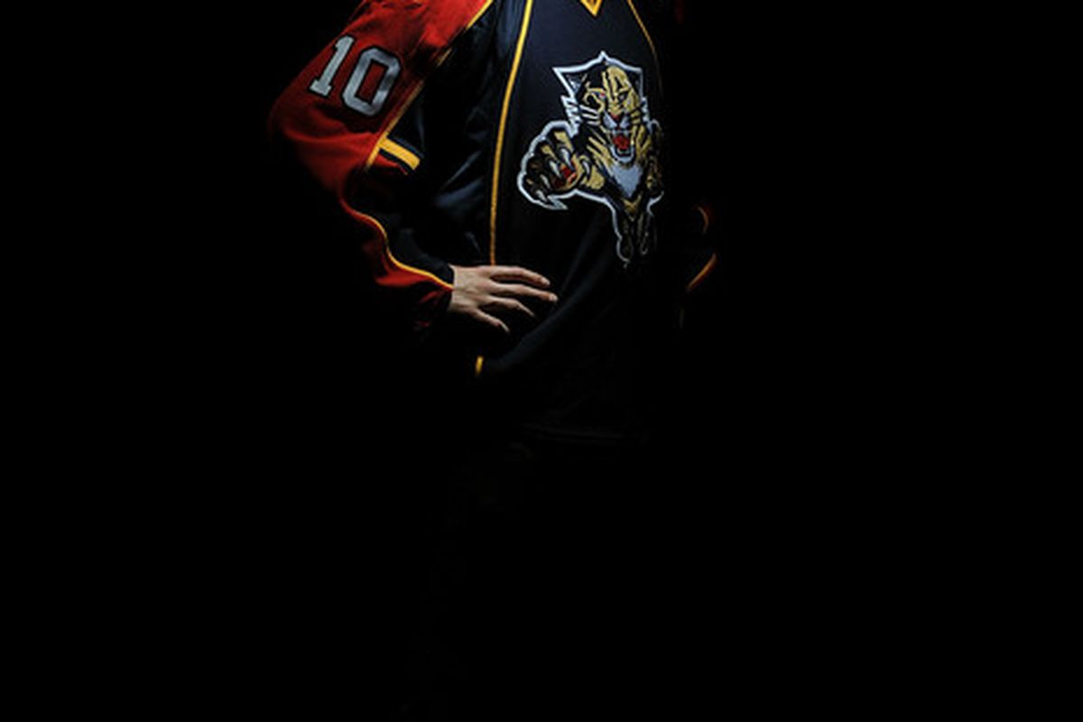 LOS ANGELES, CA - JUNE 25:  Eric Gudbranson, drafted third overall by the Florida Panthers, poses for a portrait during the 2010 NHL Entry Draft at Staples Center on June 25, 2010 in Los Angeles, California.  (Photo by Harry How/Getty Images)